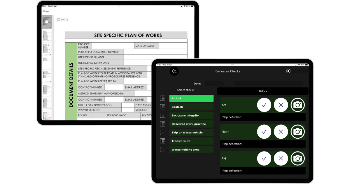 Benefits of Asbestos SM App: Plan of Works and Enclosure Checks