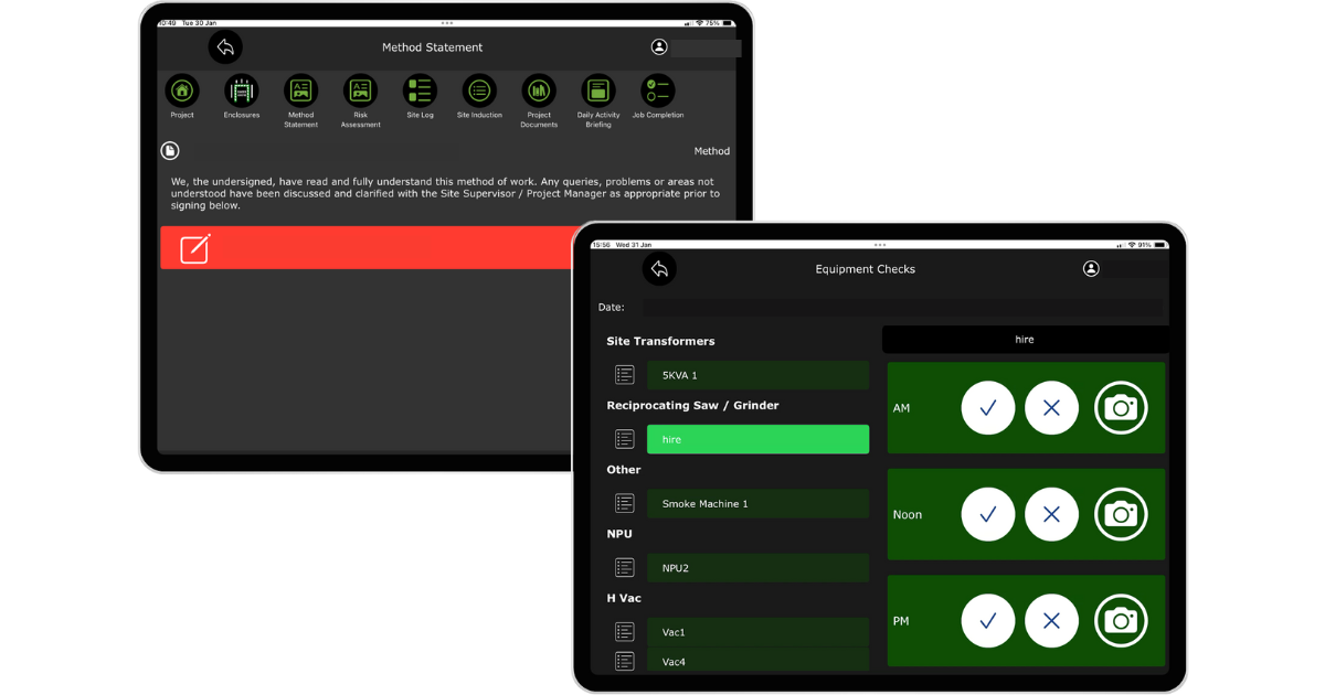 Benefits of Our Asbestos SM App - Method Statement and Equipment Checks